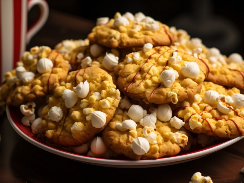 Teller mit Popcorn-Keksen