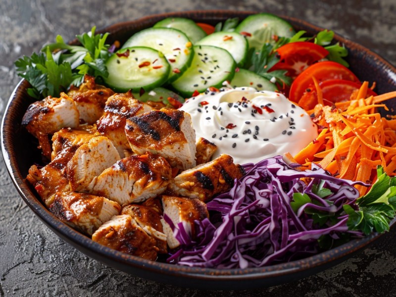 Döner-Bowl mit Hähnchen: Fastfood-Klassiker als gesunde Mittagsmahlzeit