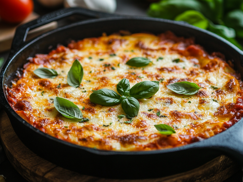 One-Pot-Rezept: Pfannenlasagne mit Mozzarella und Hackfleisch