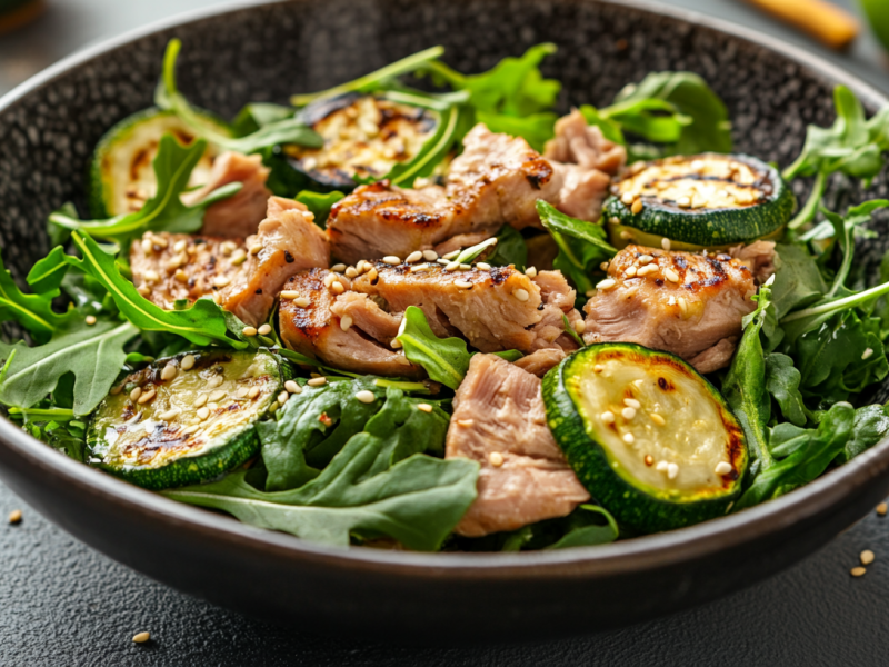 Schüssel mit Zucchini-Thunfisch-Salat