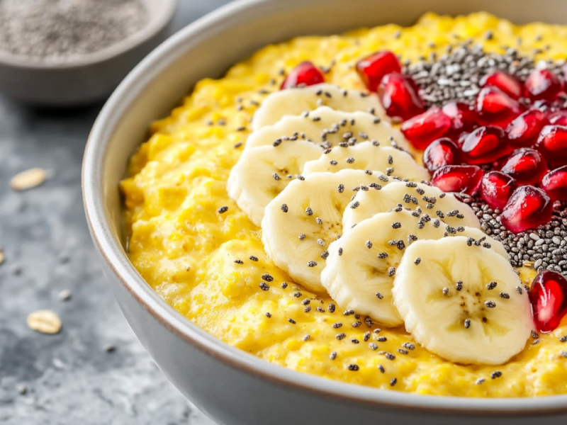 Schale mit Golden Milk Porridge