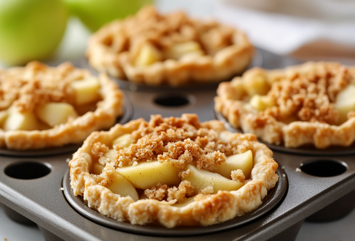 Mini-Apfelkuchen in der Muffinform, Nahaufnahme.