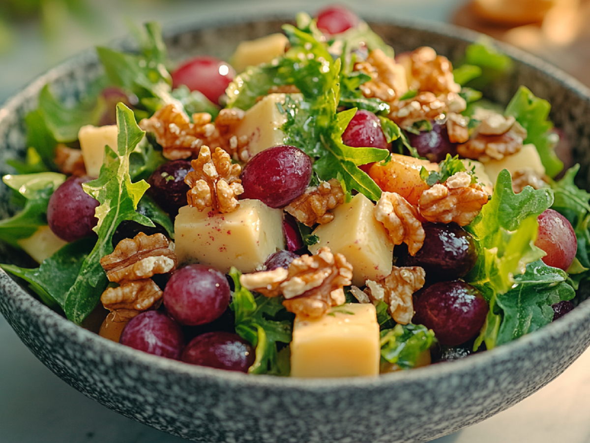 Schale mit Trauben-Käse-Salat