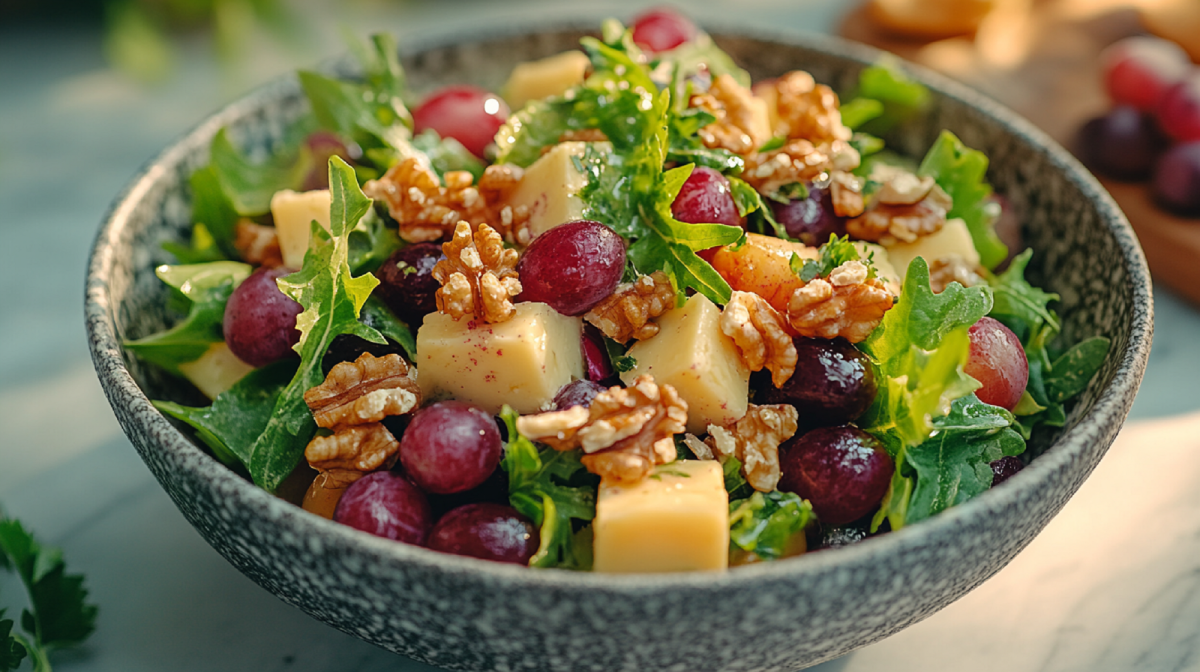 Schale mit Trauben-Käse-Salat