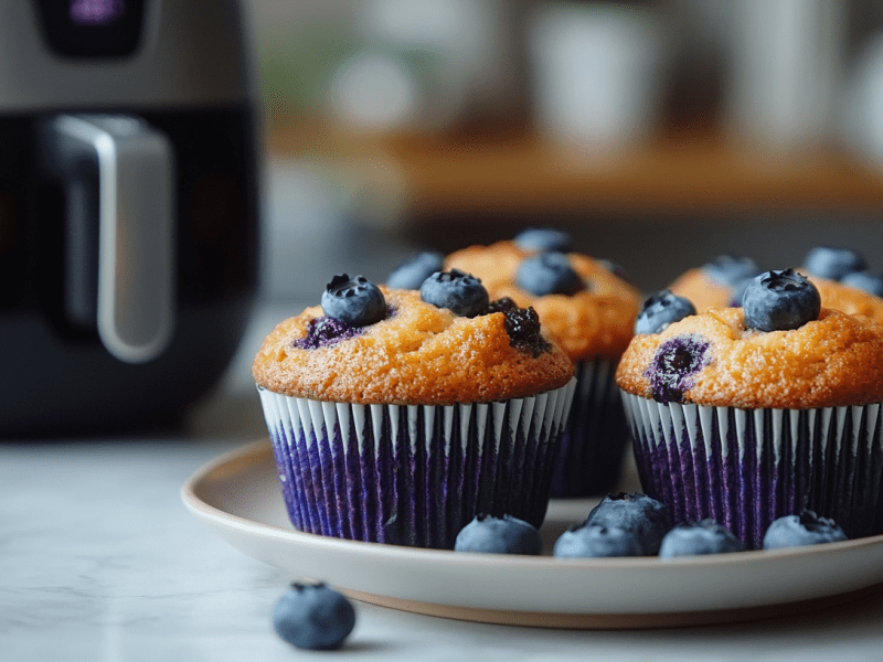 So backst du Blaubeermuffins in der Heißluftfritteuse