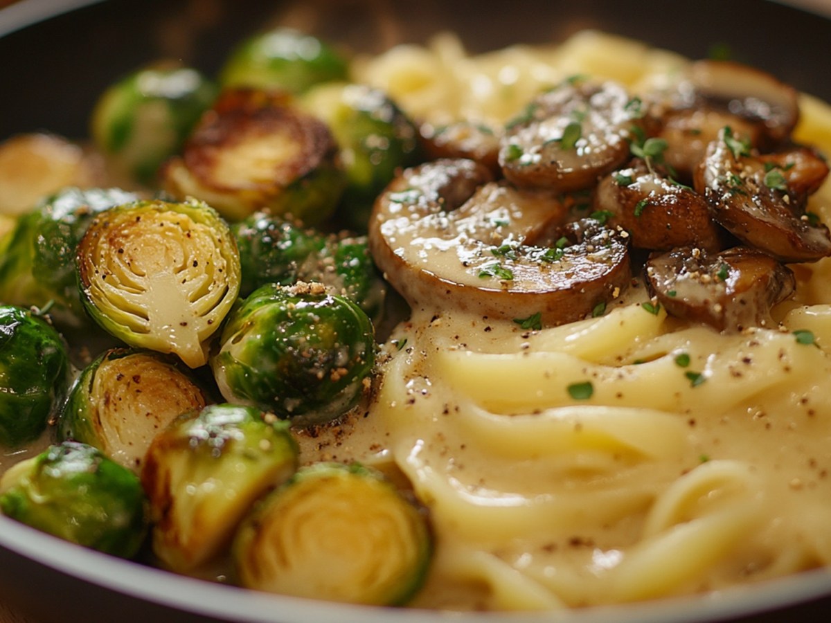 Nudeln mit Rosenkohl-Champignon-SoÃŸe: schnelle PastakÃ¼che zum Feierabend