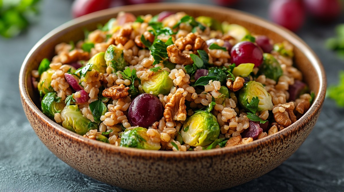 Schale mit Buchweizen-Rosenkohl-Salat