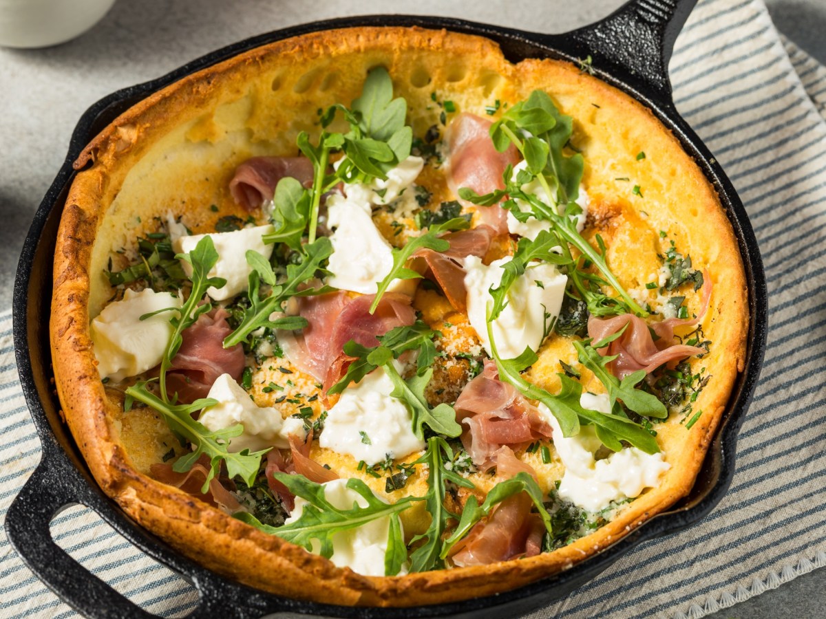 FrÃ¼hstÃ¼ck Deluxe: Dutch Baby mit Mozzarella und Schinken