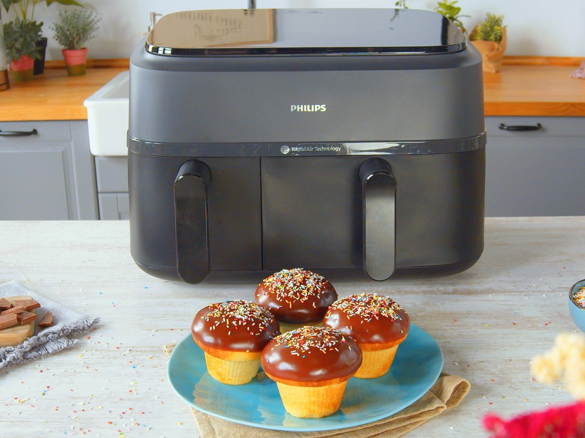 Süße Krapfen-Muffins aus dem Airfryer mit Schoko-Ganache