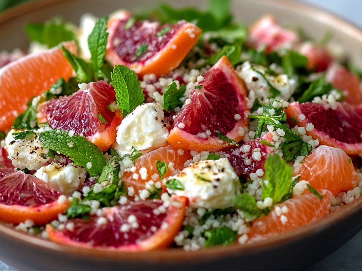 Genieße diesen schnellen 20-Minuten Blutorangen-Couscous-Salat