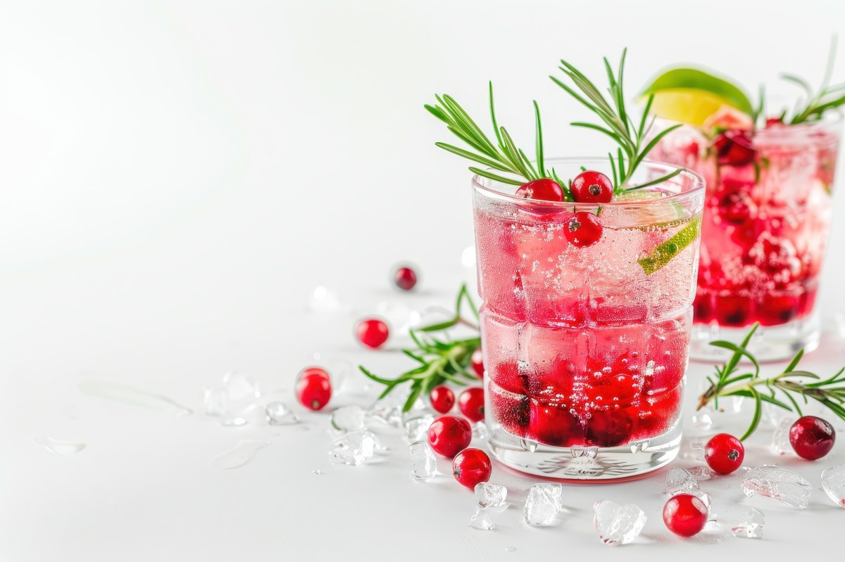 Zwei Gläser Cranberry-Rosmarin-Mocktail