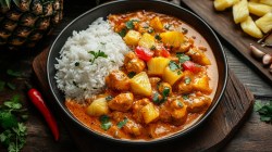 Topf mit Hähnchen-Ananas-Curry