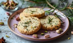 Teller mit Pistazien-Rosmarin-Shortbread