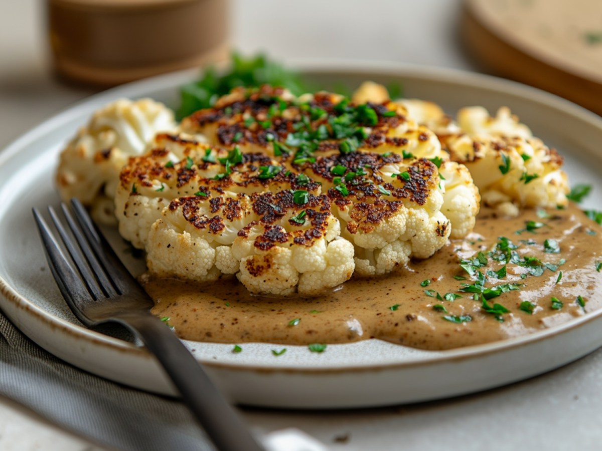 Einmalig gut: Blumenkohl-Steak mit Pfeffersoße