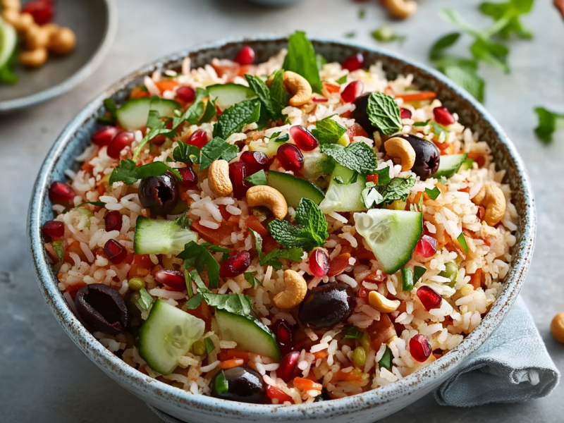 Reissalat mit Granatapfelkernen bringt dir gute Laune auf den Teller