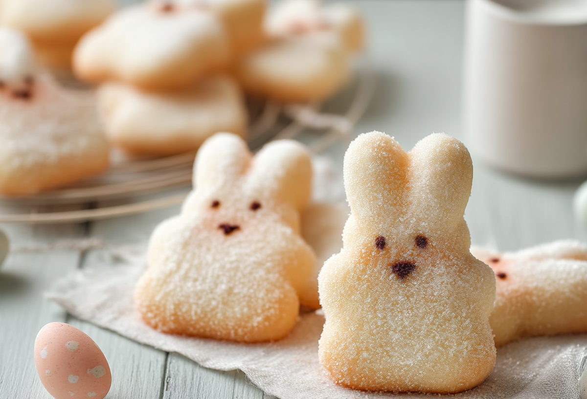 Quarkhasen auf einem osterhaft dekorierten Tisch.