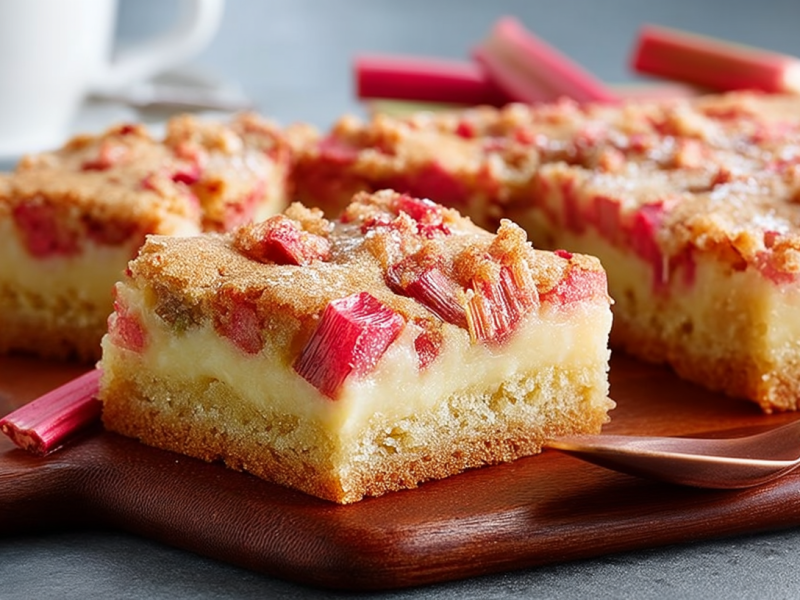 Klassiker vom Blech: Wir backen Rhabarber-Puddingkuchen